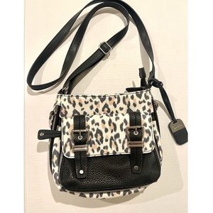 Leopard print black and white crossbody  purse